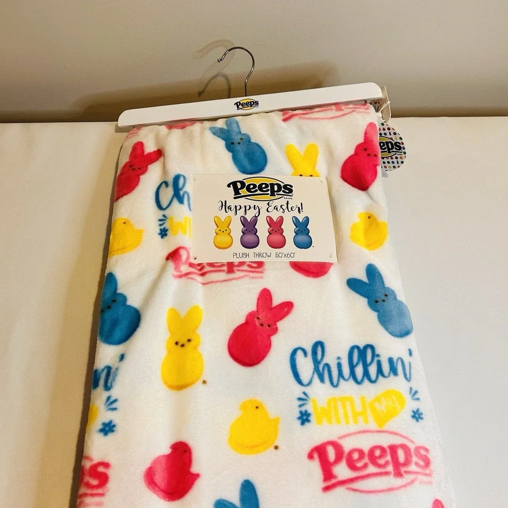 Peeps Chilling with my Peeps White  Plush Throw 50X60